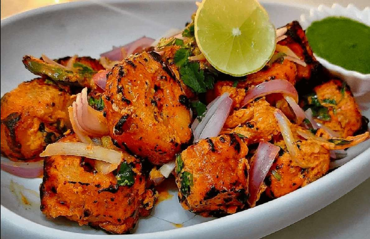 Achari Soya Chaap Tikka (Marinated)